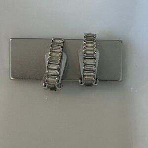 Vintage Silver and Rhinestone Baguette Earrings